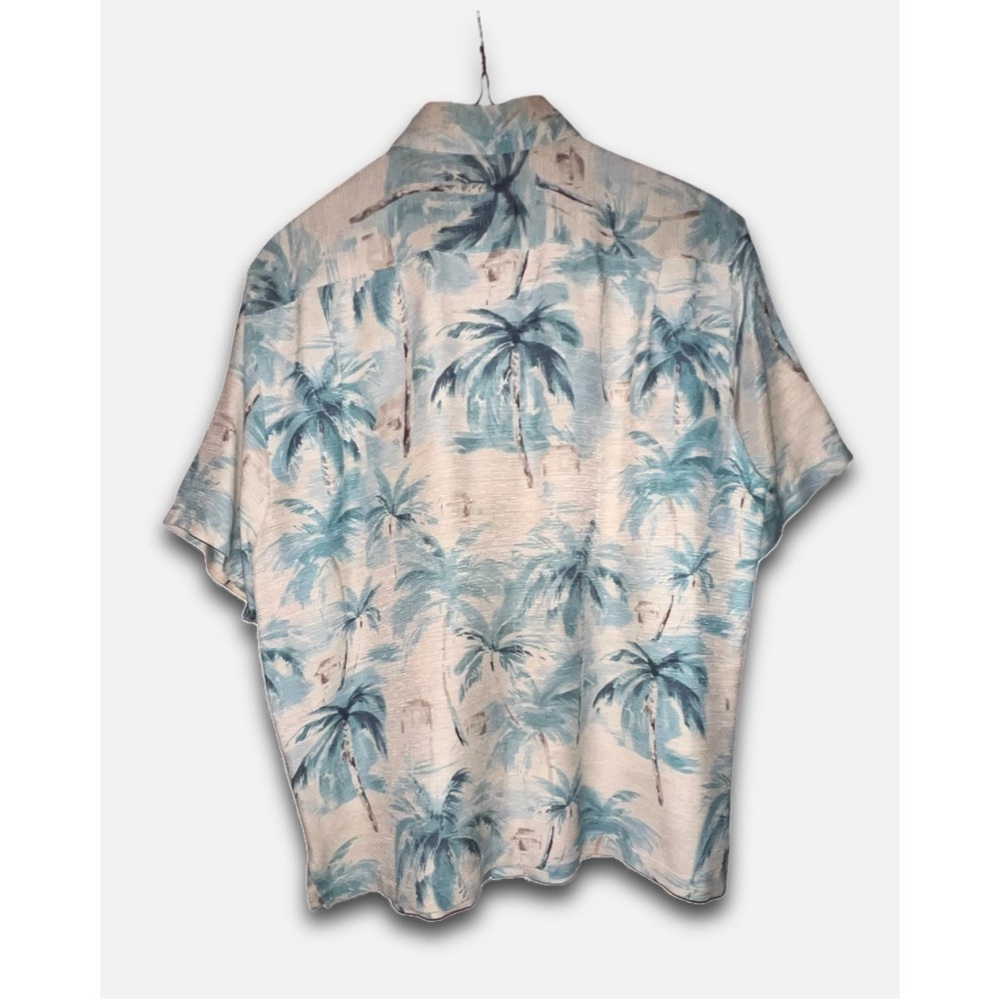 Men's Large Button Down Silk Blend Shirt Tropical - Picture 3 of 7